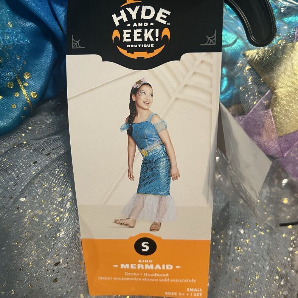 Target Hyde & Eek Kids Mermaid Costume Size Small S (4-7) Blue Dress‎ Headband